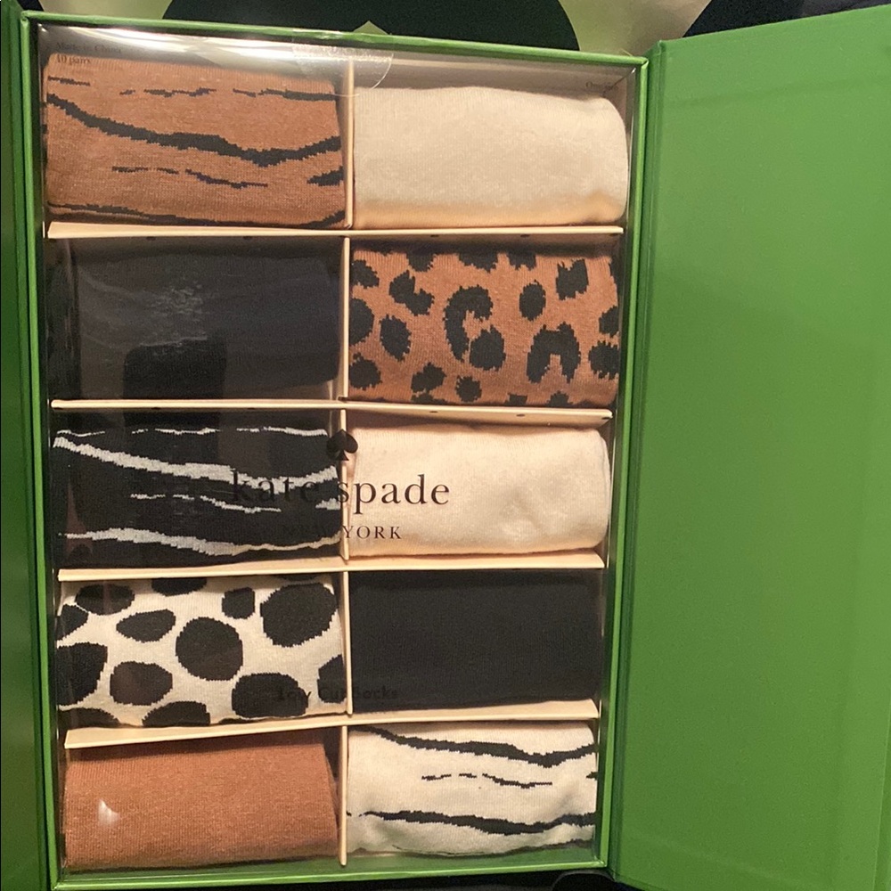kate spade Women's Animal Print 10PC Socks Set - Brown, Black, Cream